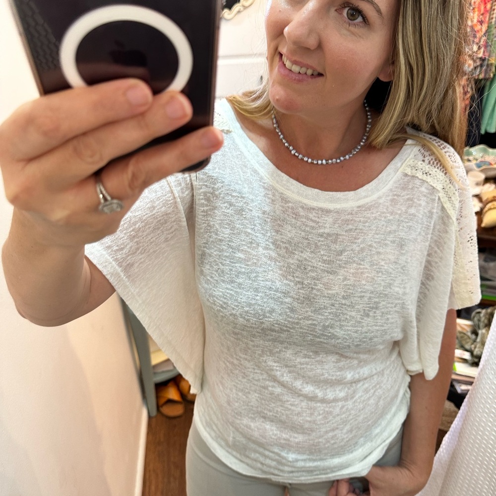 Off White - Semi Sheer Butterfly Top